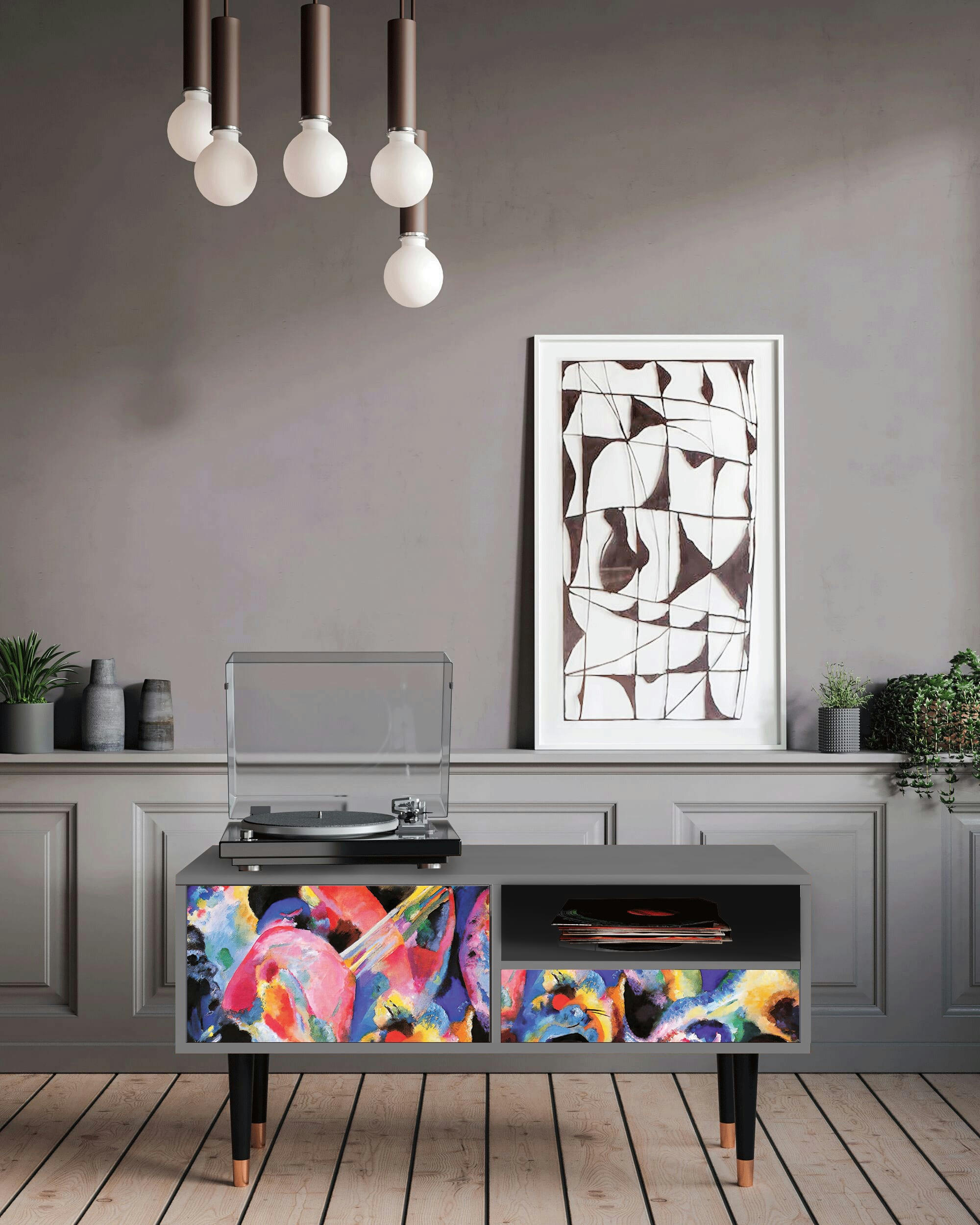 KANDINSKY - Meuble TV  multicolore 1 tiroir et 1 porte L 115 cm