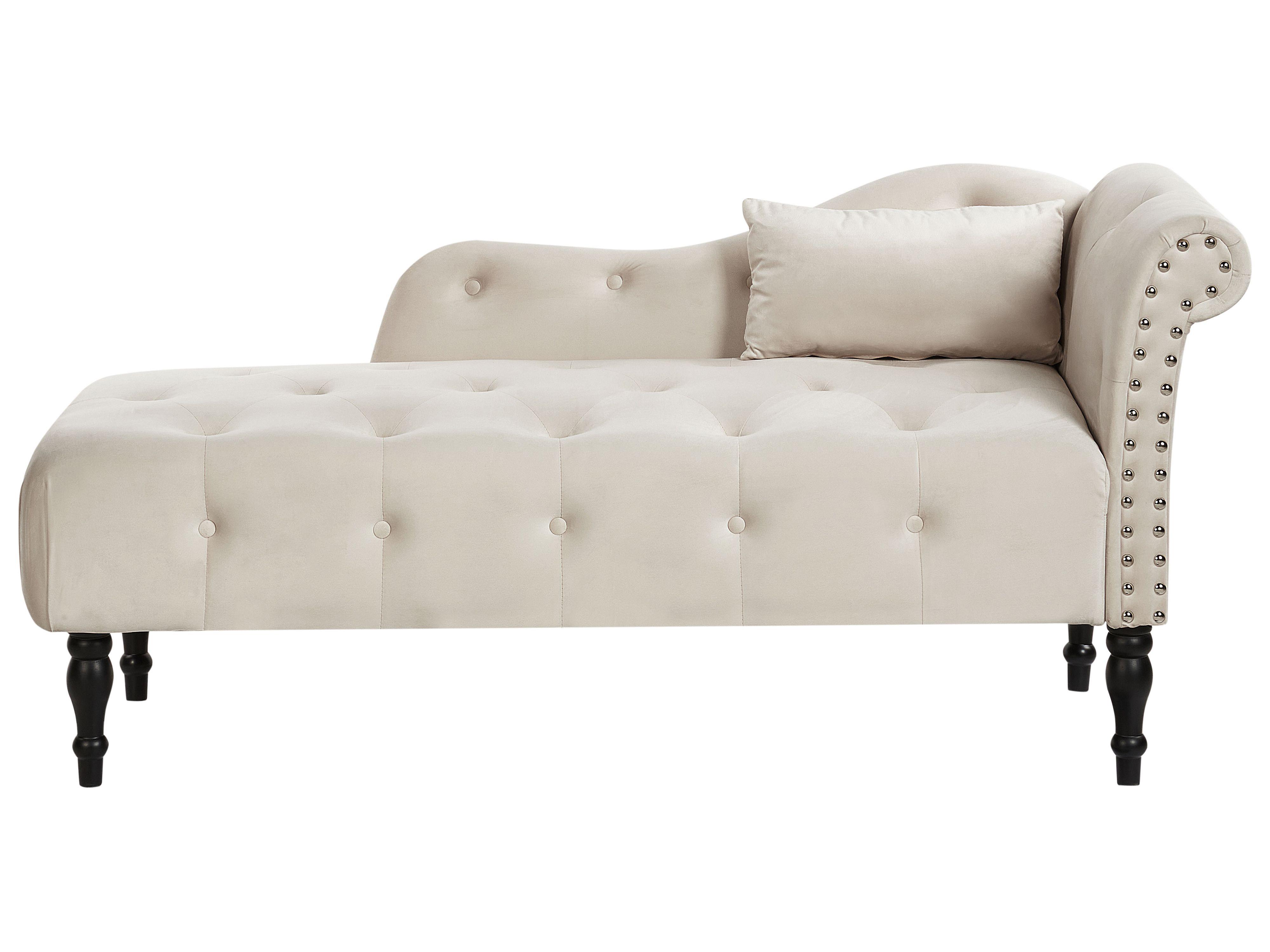 Left-Hand Chaise Longue IVRY Velvet Light Beige