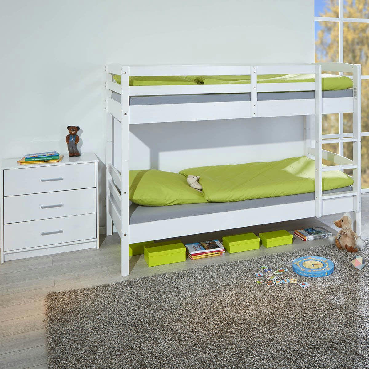 ALASKA - Lits  superposés 90x200 avec sommiers blanc