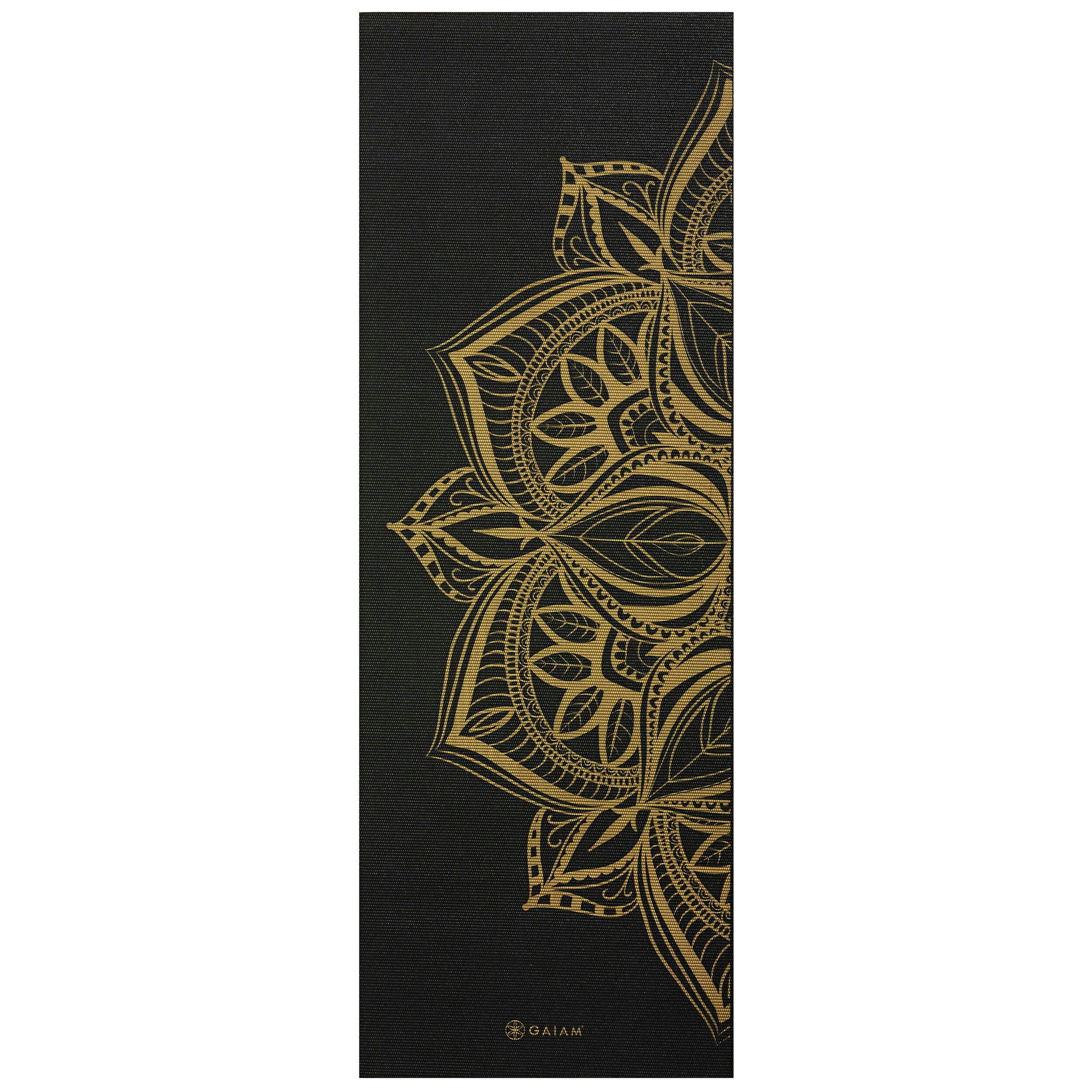 Gaiam Bronze Medallion Yoga Mat, Black/Gold, 4-mm