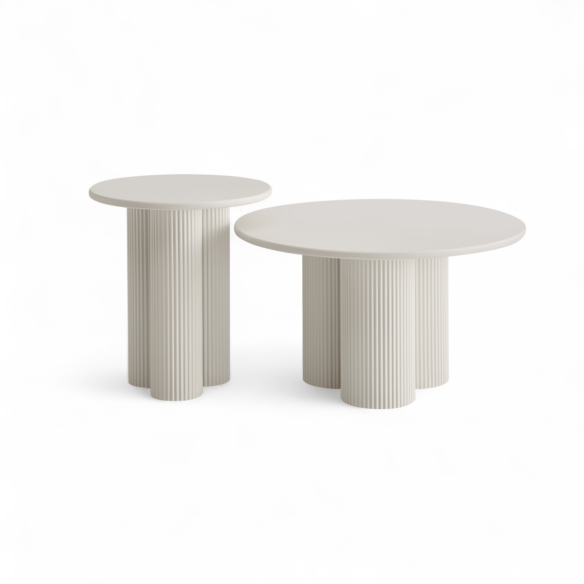Furnhouse salontafel set Flow - Crème wit - Ø 50/80 cm