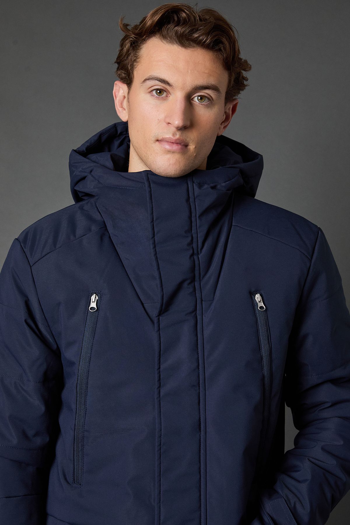 Burton Navy Quilted Long Coat
