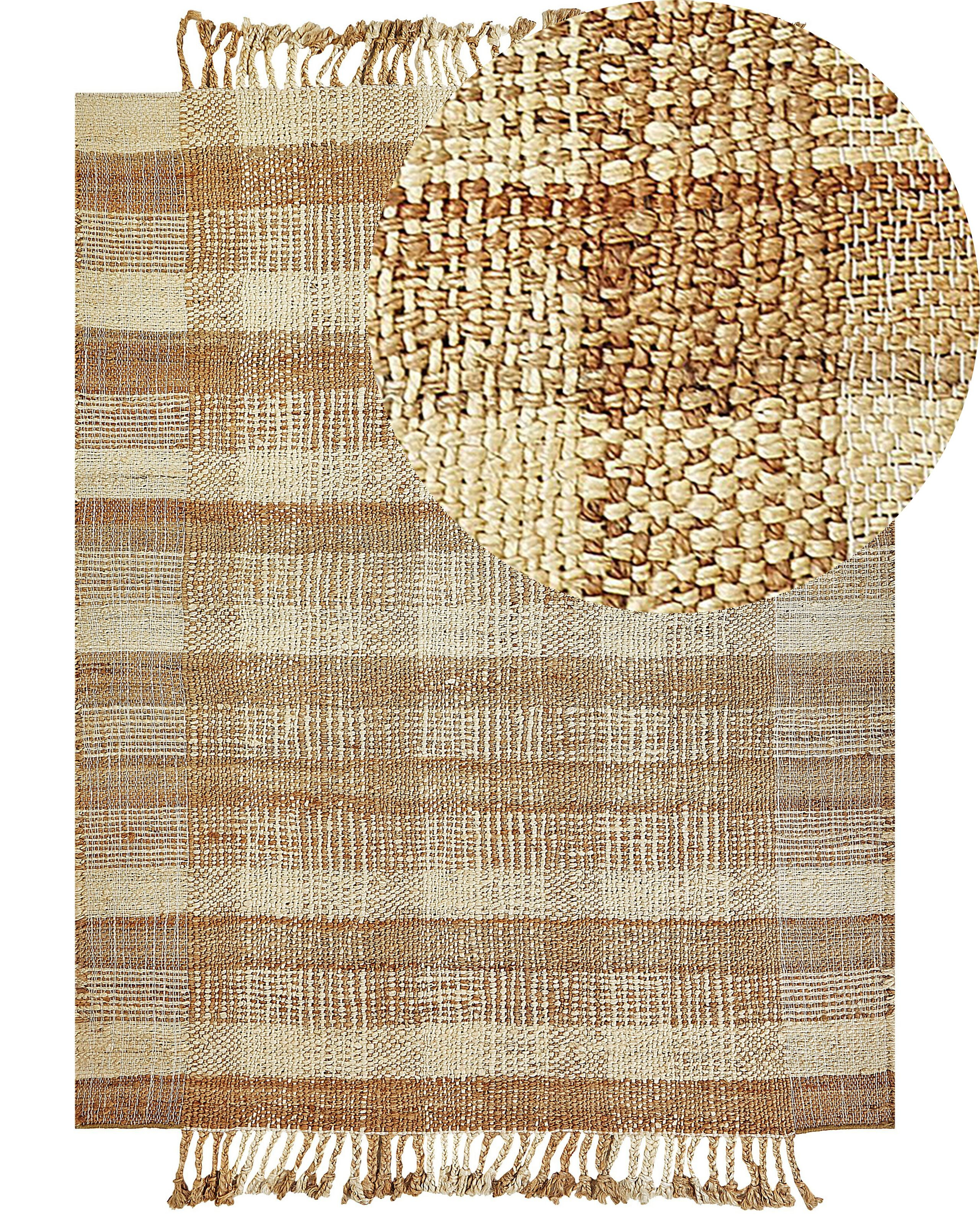 Dywan 160x230 cm z juty ręcznie pleciony beżowy