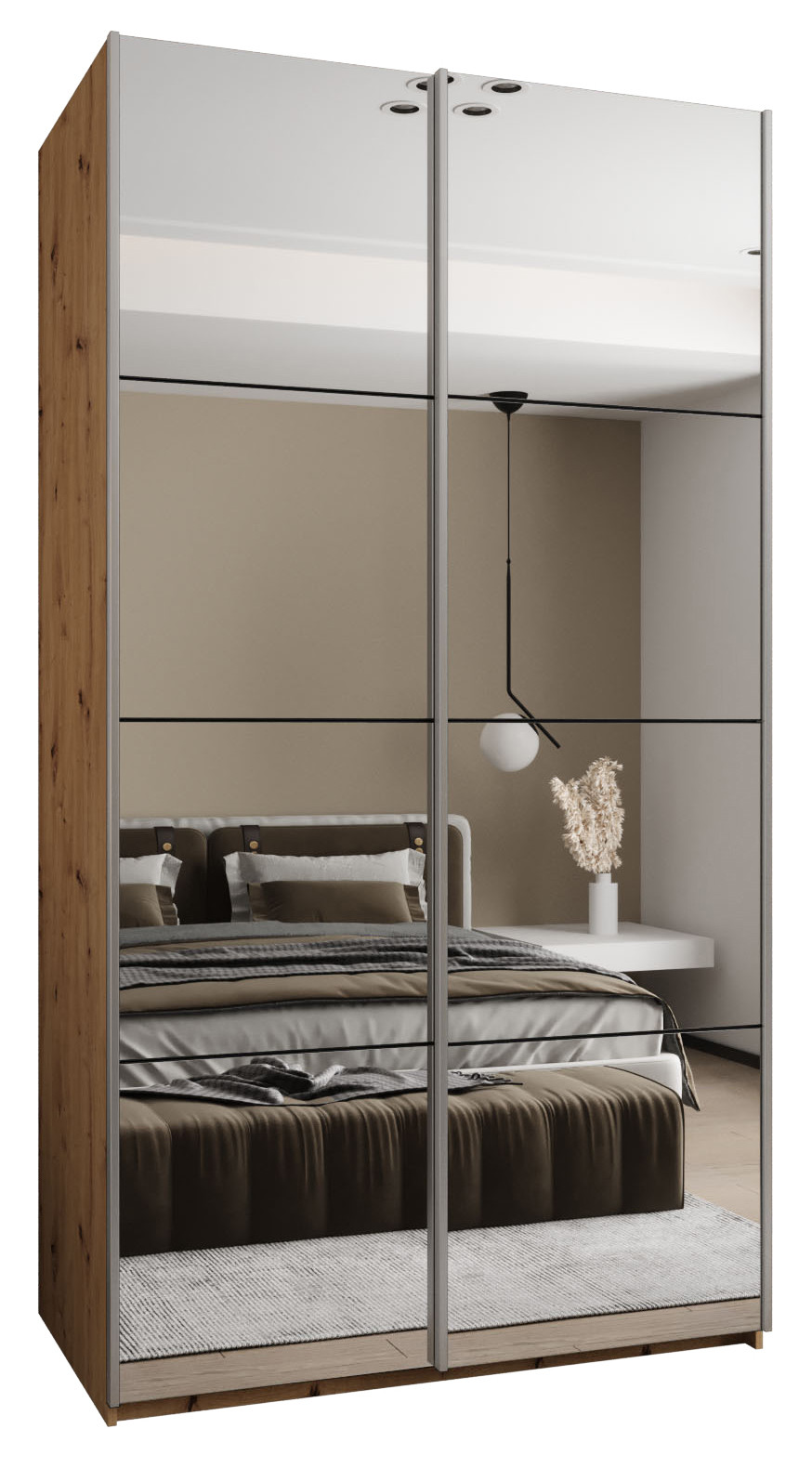 Szafa przesuwna 64 wysoka Lux 2 130 artisan czarny srebrny