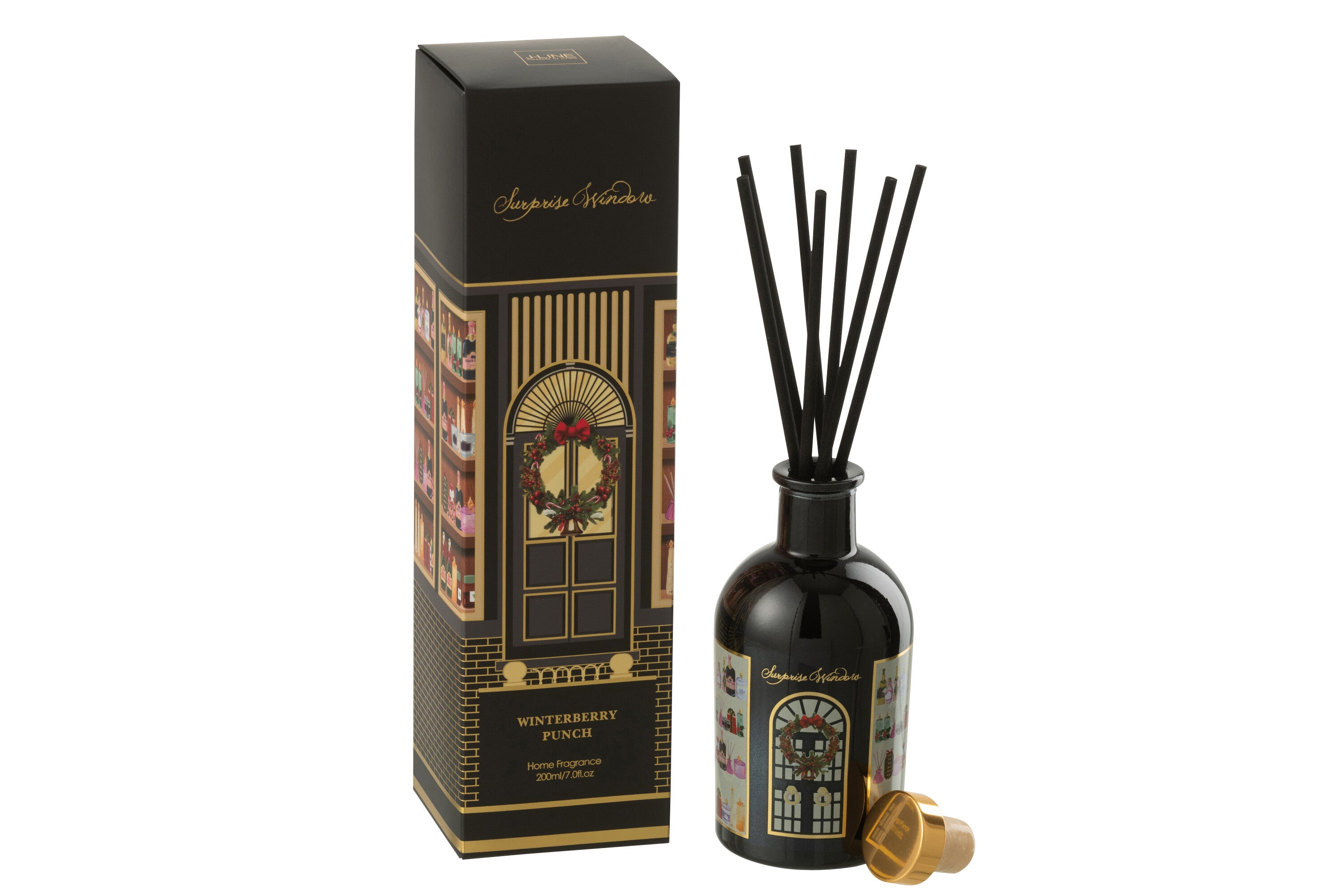 J-Line geurstokjes Surprise Window - Winterberry Punch - zwart/goud