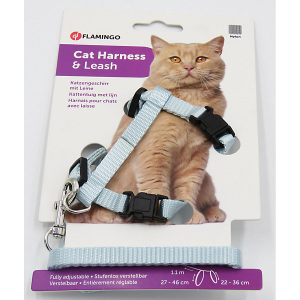 Harnais et laisse de 1,10 mètre bleu clair pour chat