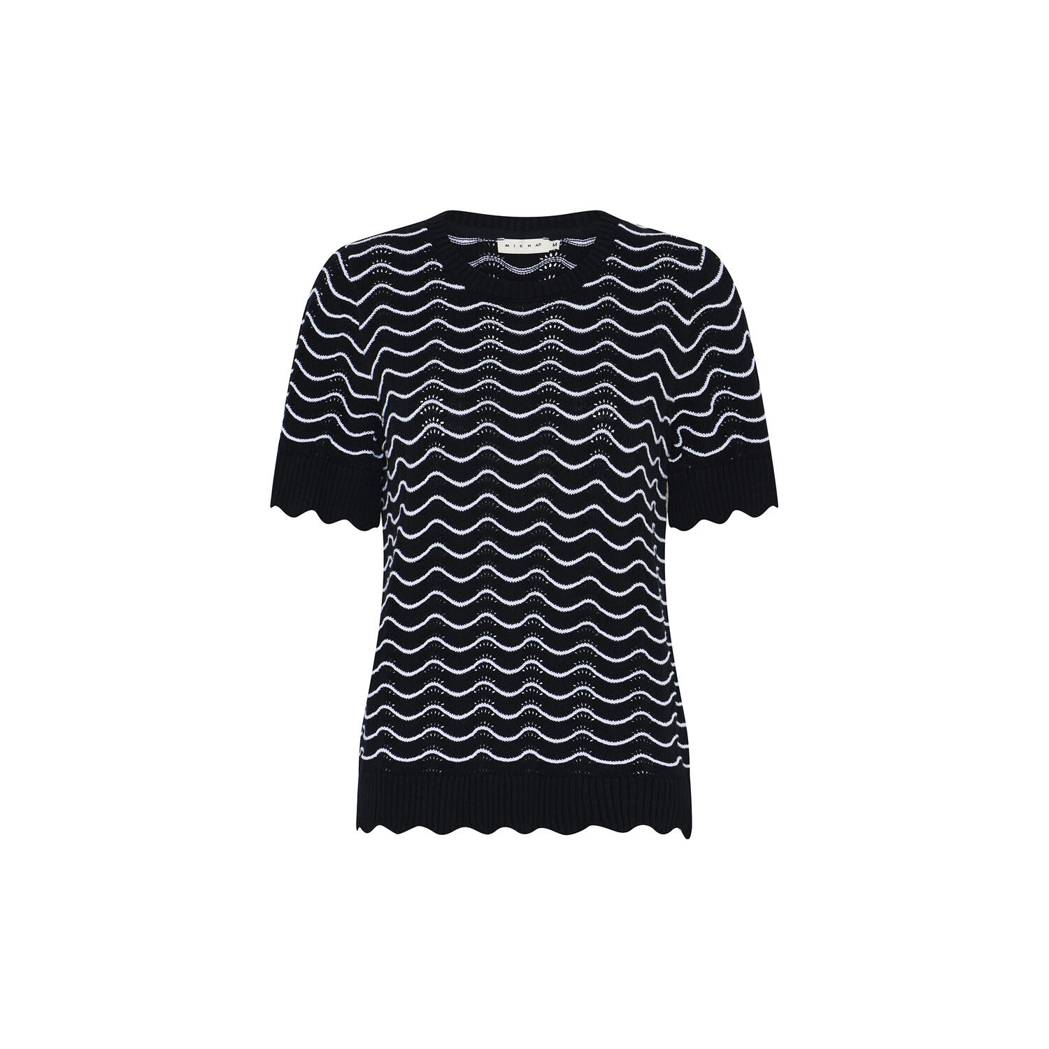 Basic Cotton Wave Knit, navy/white stripe