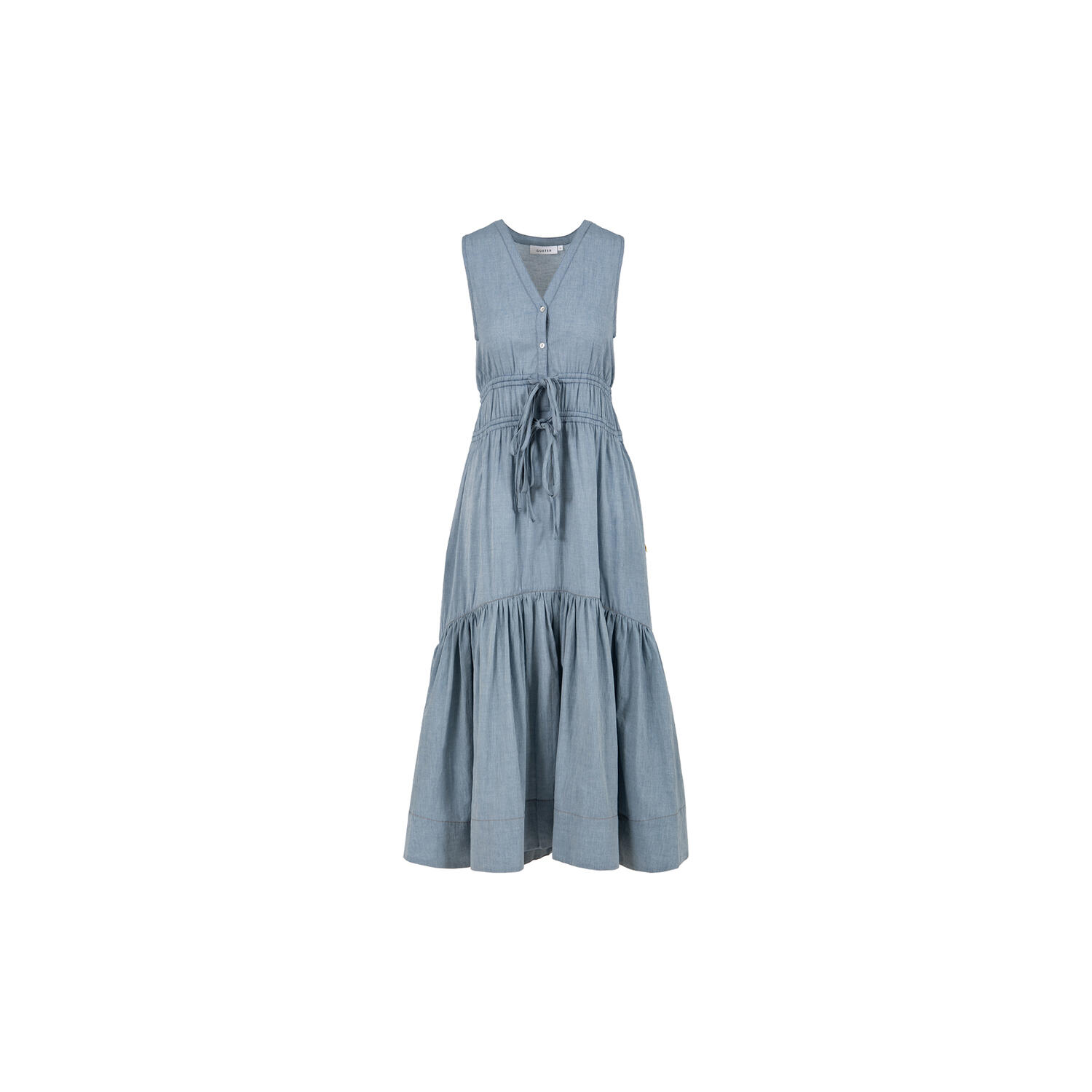 Maxi dress with bows, ash blue