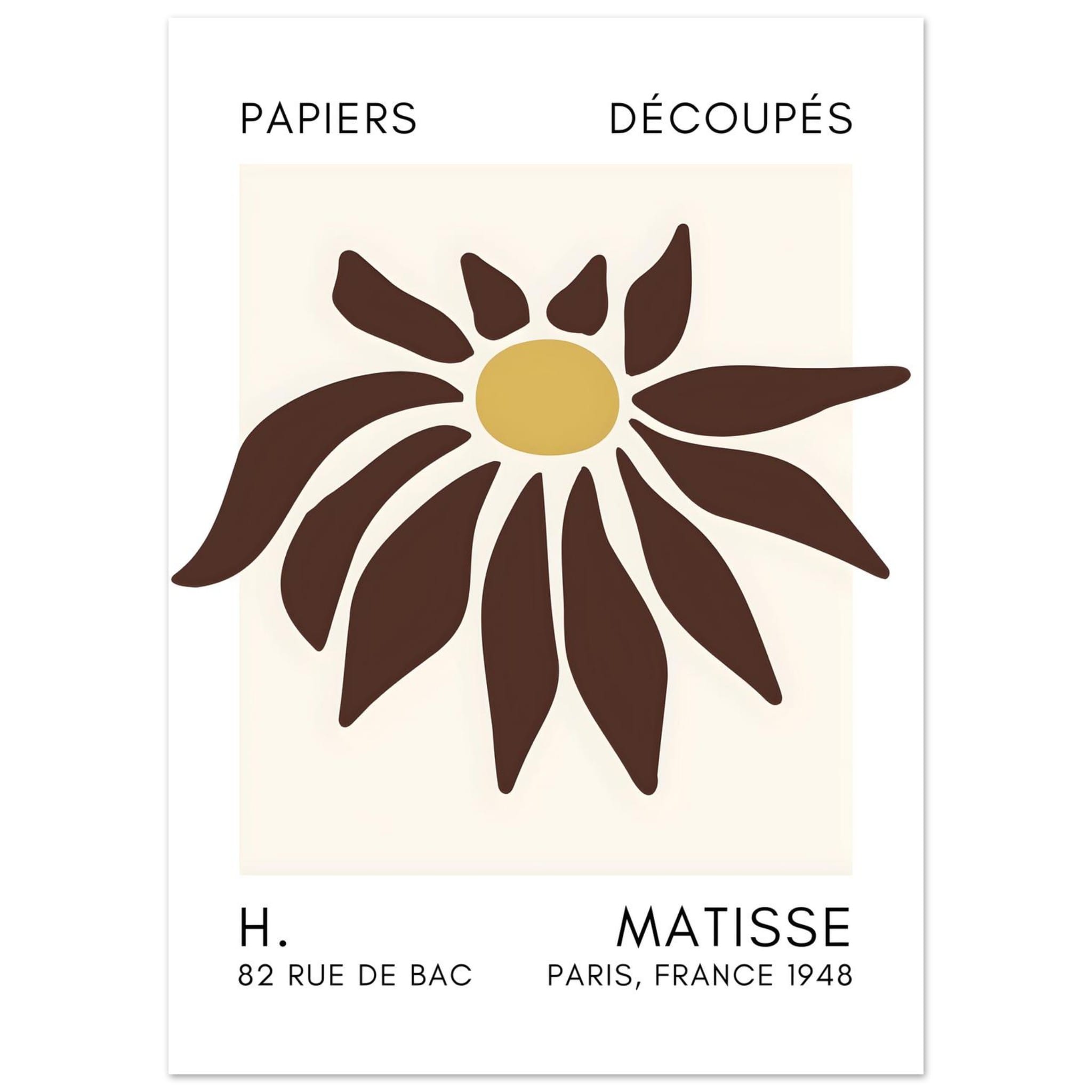 Artfulprints Poster Matisse – Deep sea dance brown  - 50x70 cm - Bruin