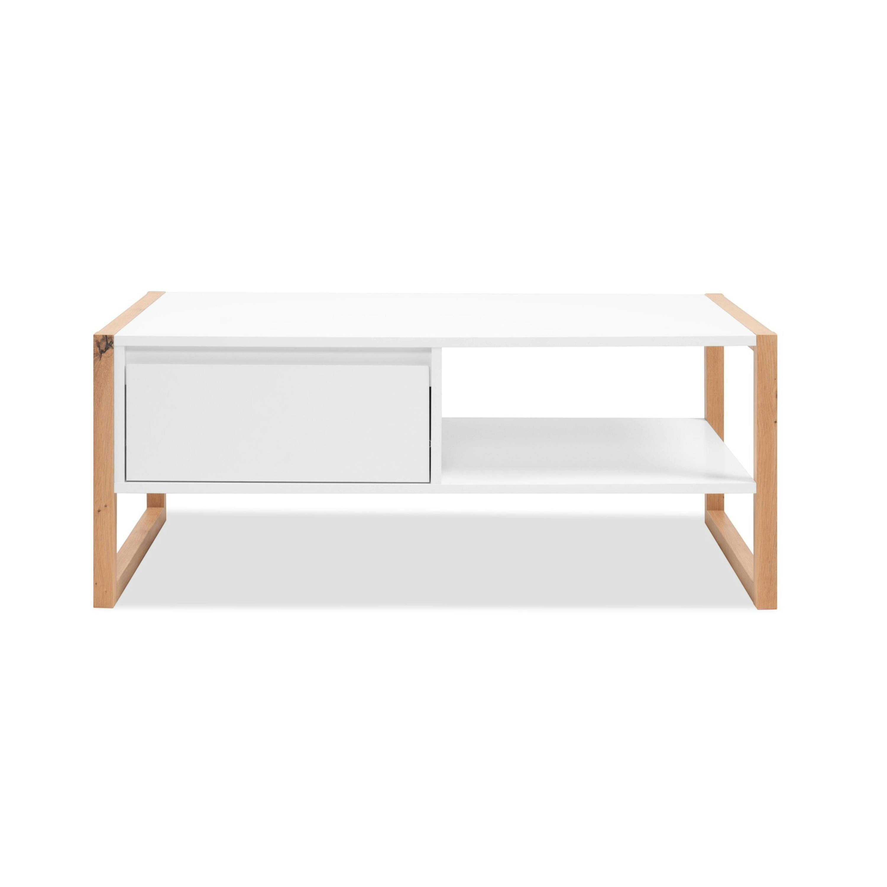 Table basse blanche 1 tiroir 1 niche ALVA
