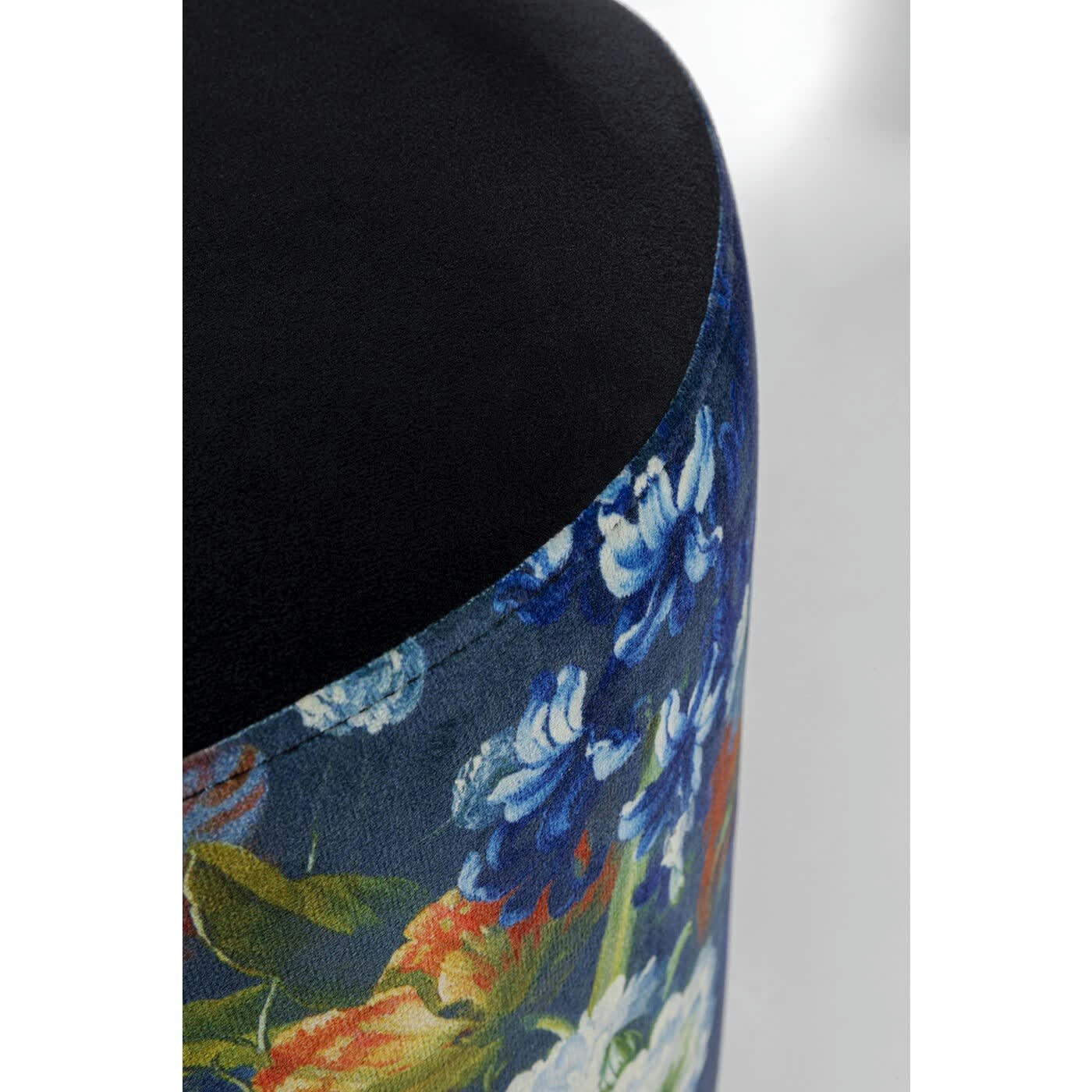 CHERRY - Tabouret Cherry bleu fleurs et laiton Kare Design