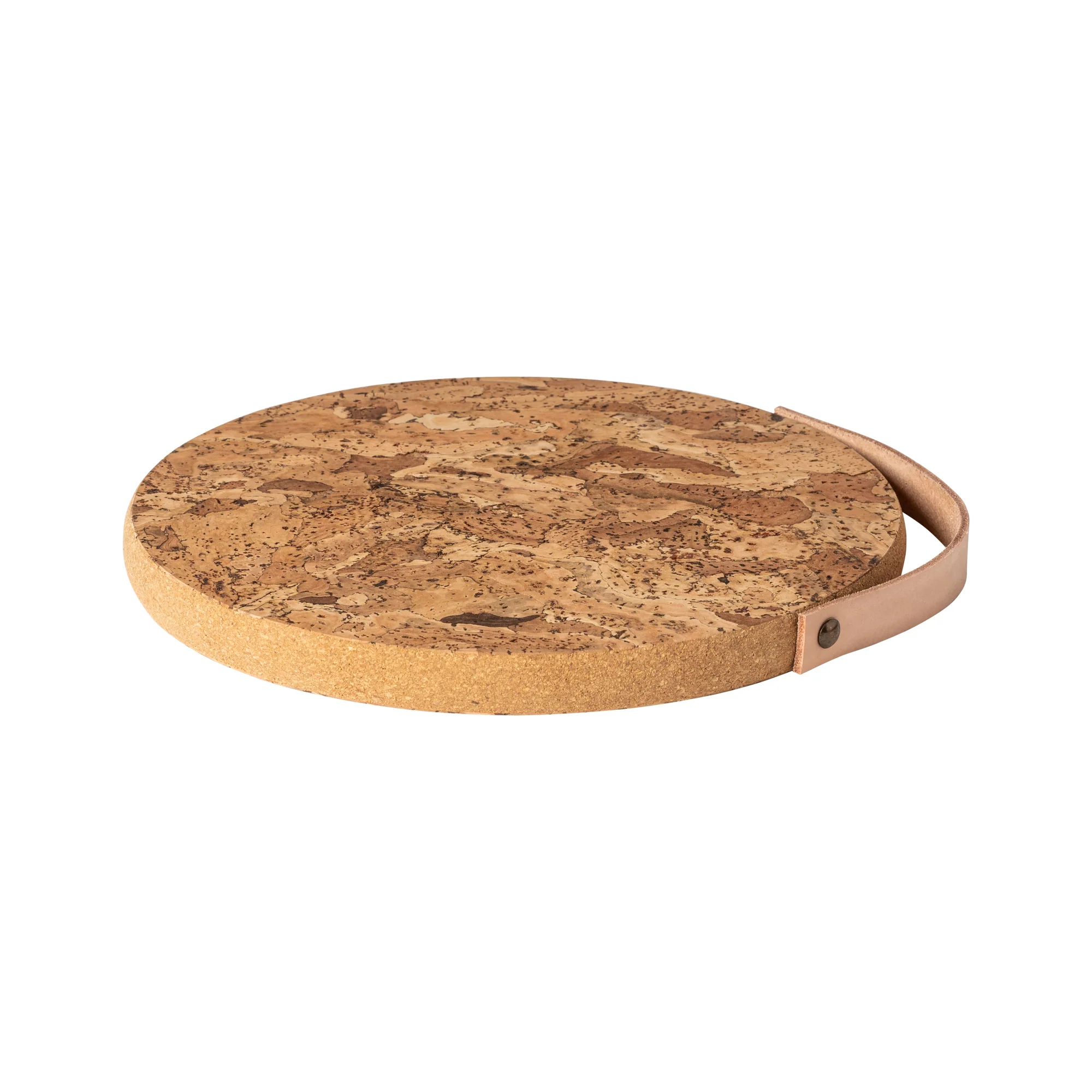 Mid Size Cork Trivet with Leather Handle Cork