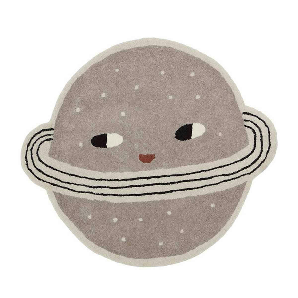 PLANET - Tapis Planet gris en laine et en coton H100x116cm