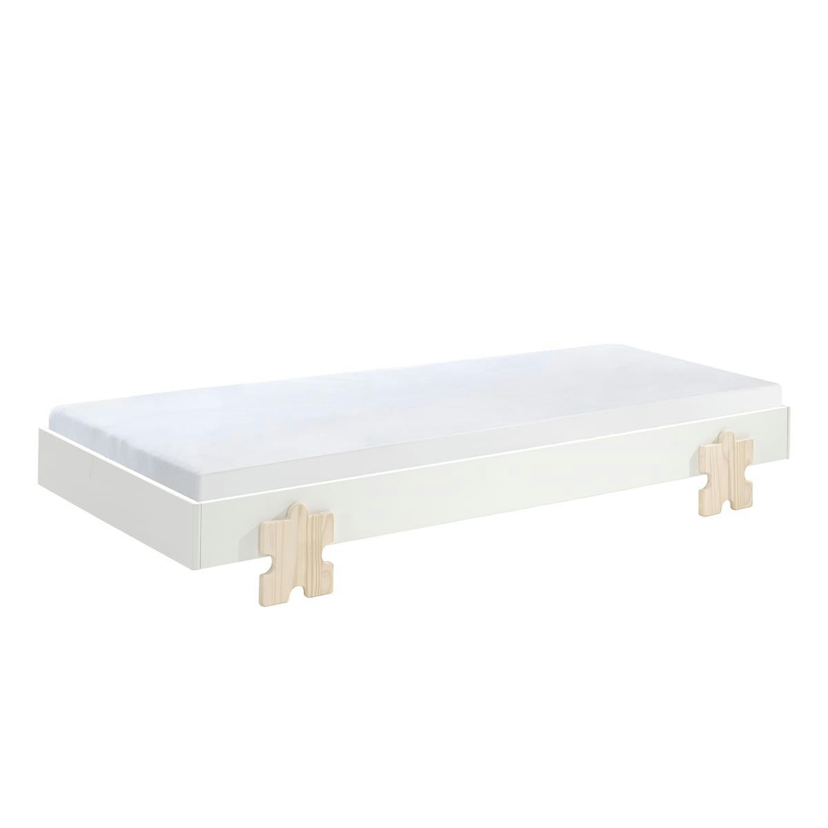 MODULO - Lit empilable 90x200 sommier inclus blanc