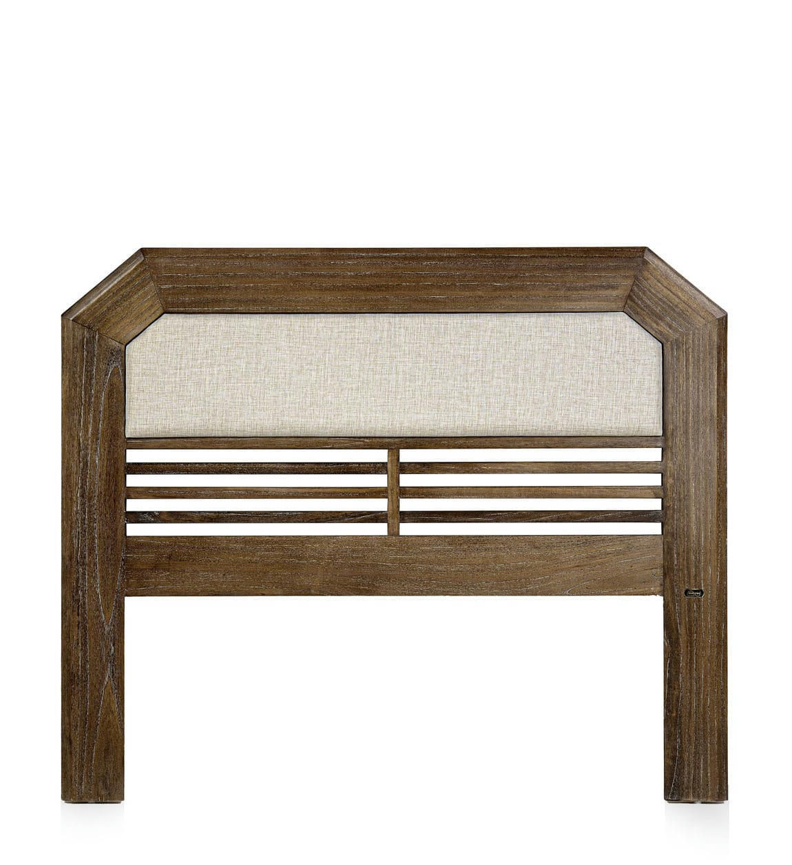 SINDORO - Tête de lit en bois marron et capitonnée en polyester blanc L165