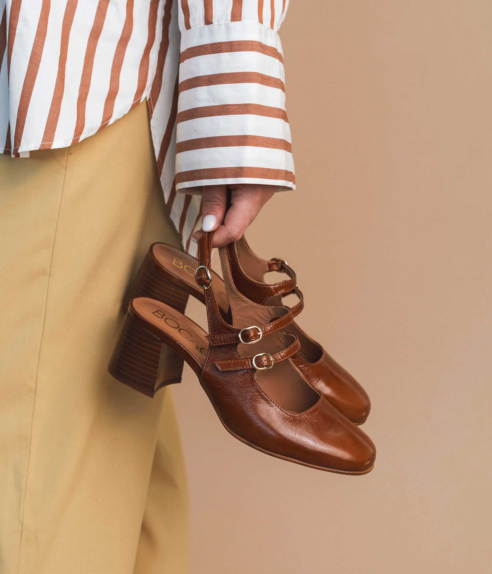 Escarpin slingback Dipa cognac