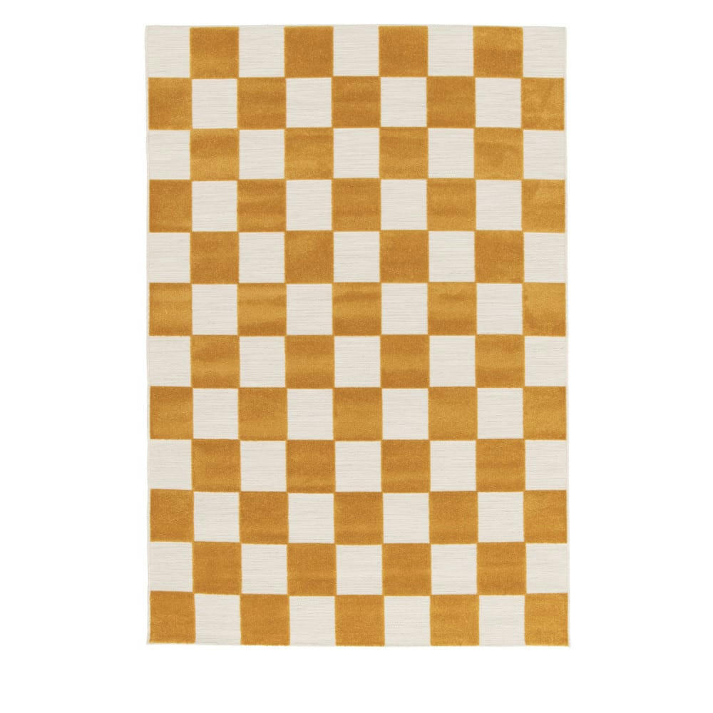 ADDO I - Tapis intérieur et extérieur à motif géométrique jaune moutarde 120x17