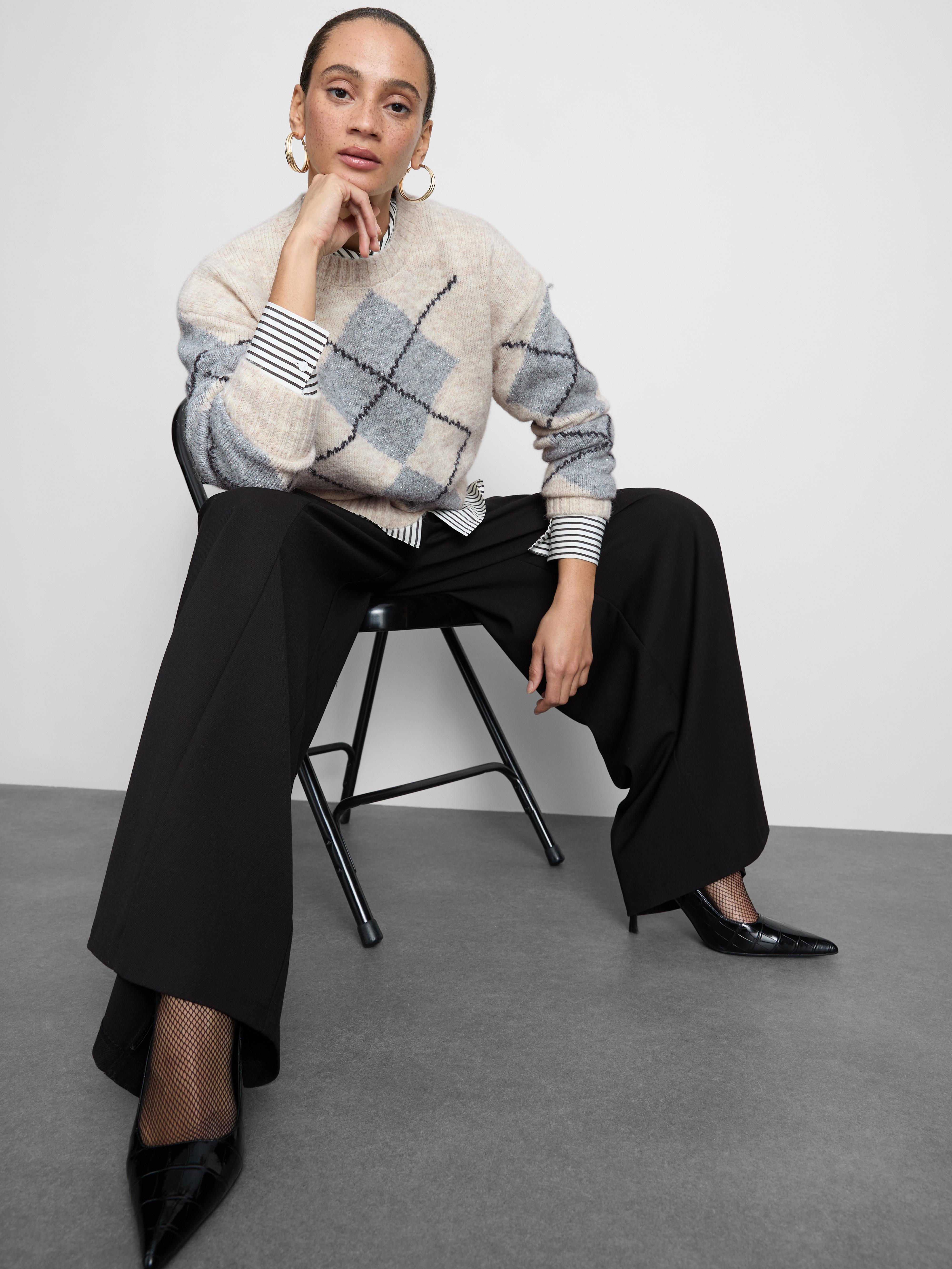 Knitted Argyle Detail Sweater