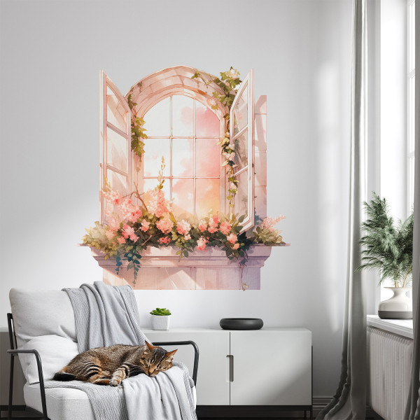 Naklejka 3D romantyczne okno wyrwa efekt dziury 75x80