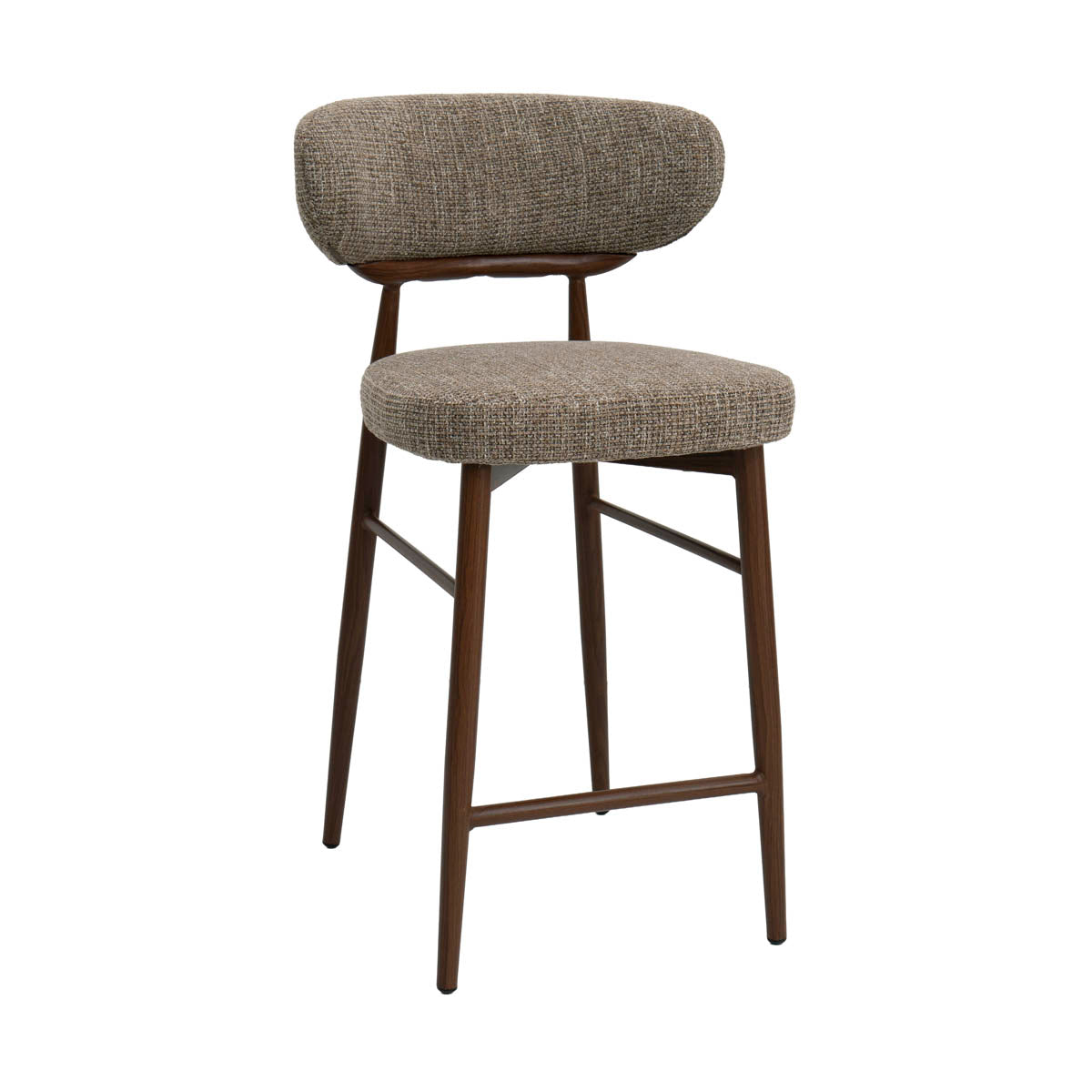 DÉJA Living Barstoel Milan - Taupe/Walnoot - Zithoogte 65cm - Set van 2