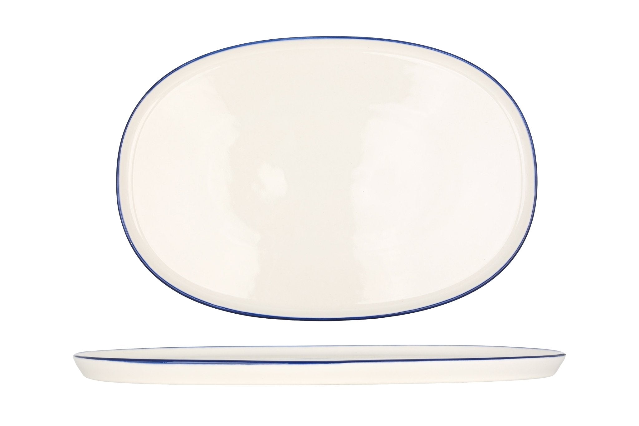 Bonna Serveerschaal - Linea Blue - Porselein - 34 cm - set van 2