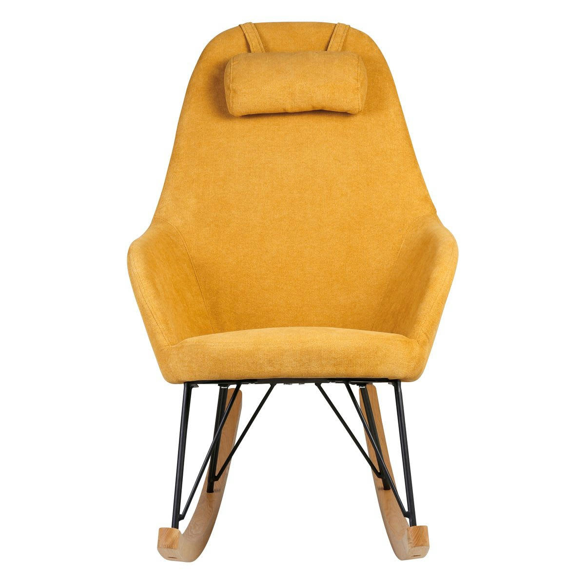 EVY - Rockingchair scandinave tissu jaune