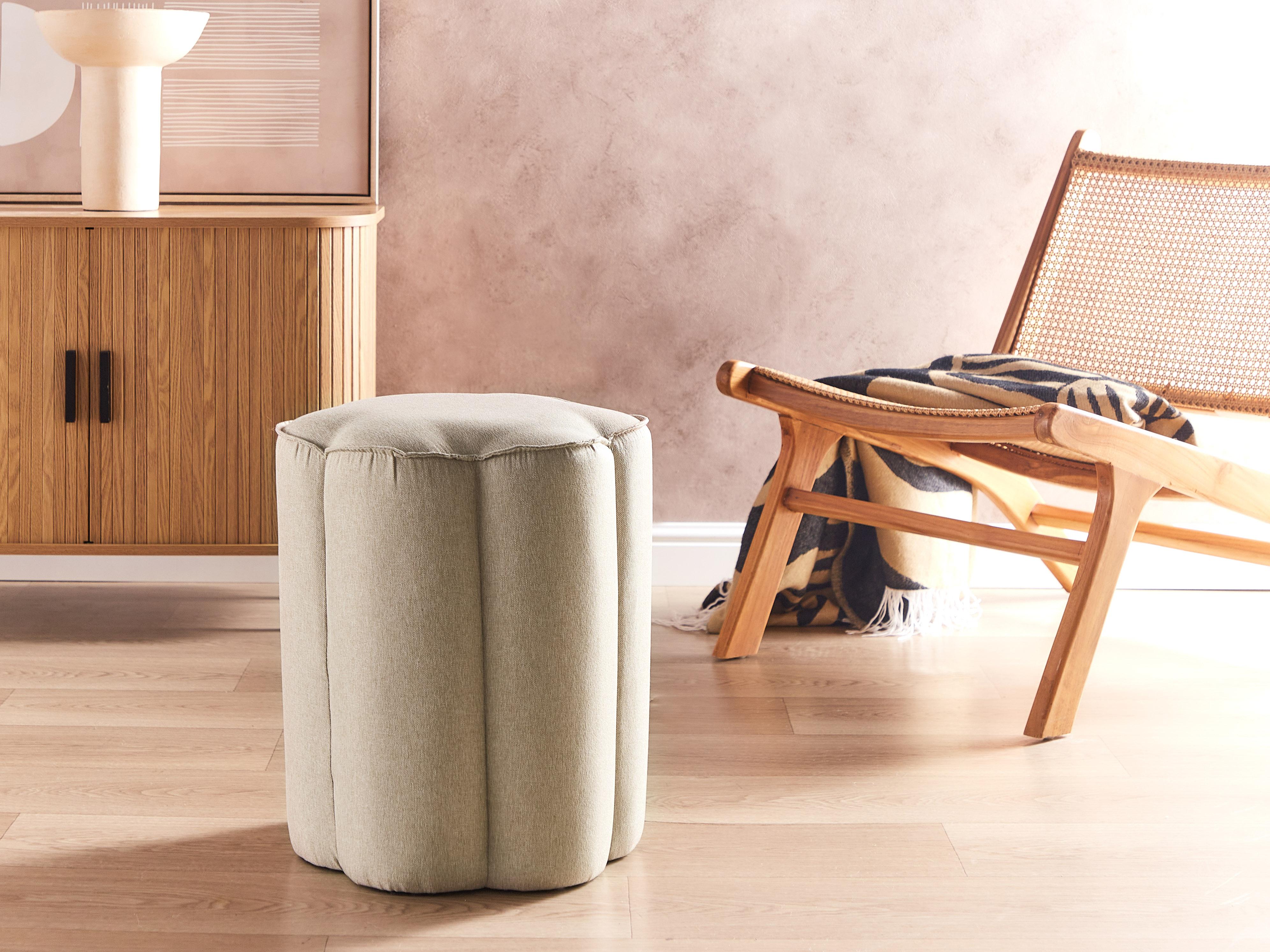 Pouffe TAPPEN Faux Linen Beige