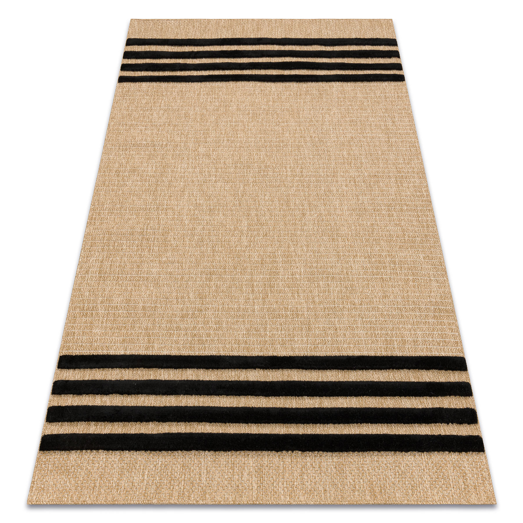 Dywan SPARK 0689 beż / czarny - Linie, sizal, strukturalny120x170 cm