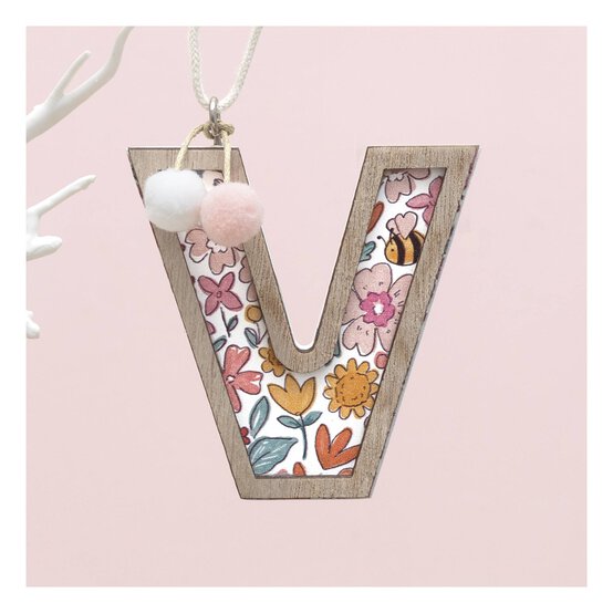 Hanging Wooden Letter V 7.5cm