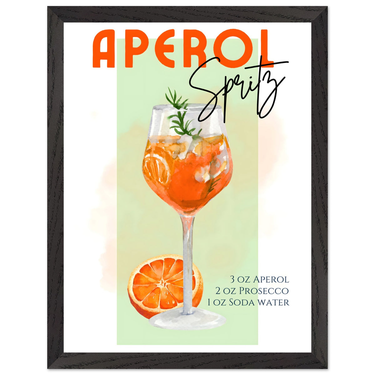 Artfulprints Poster met Lijst Aperol Spritz - Green  - 30x40 cm - Groen