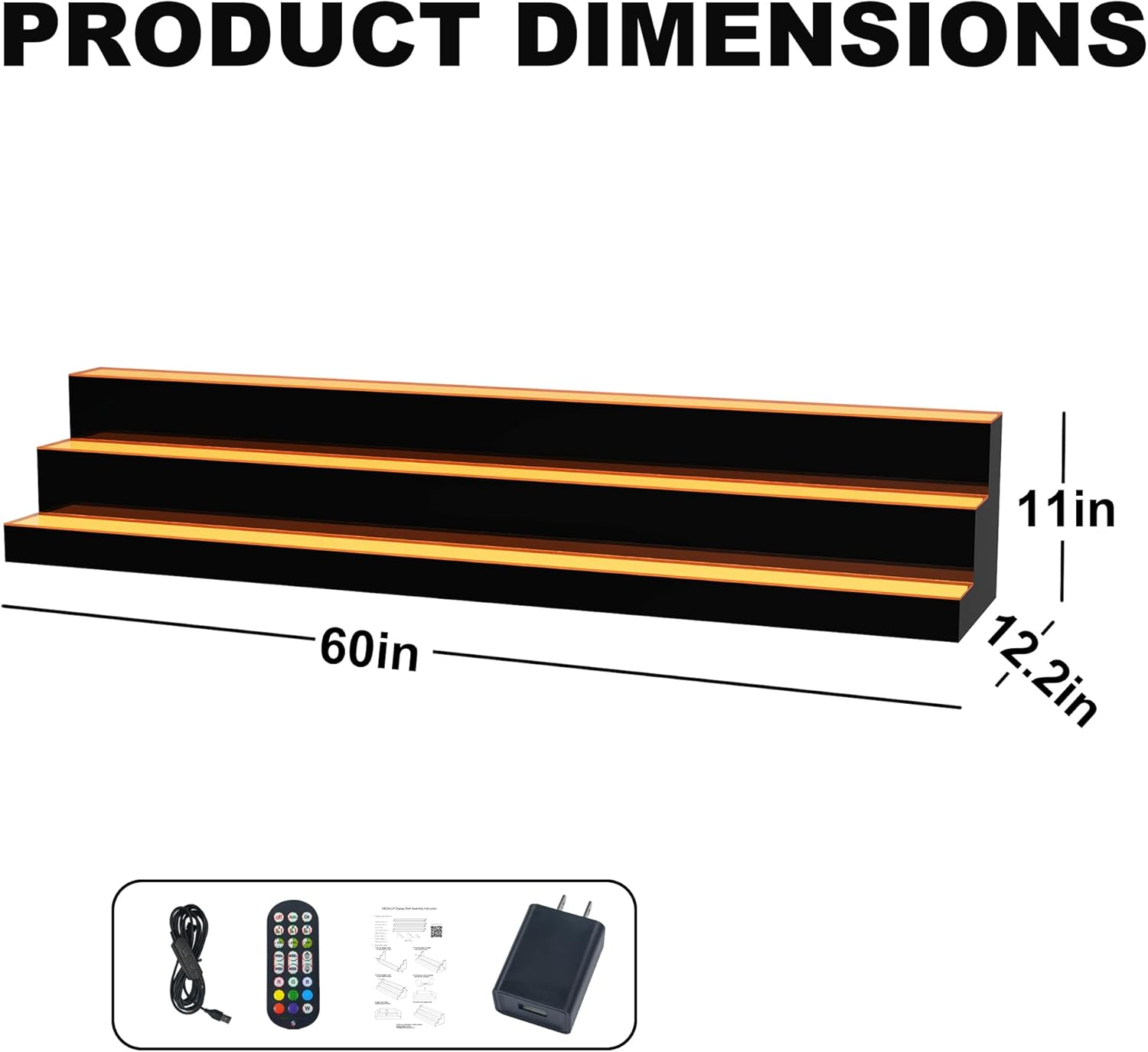 MESAlLUP 60 Inch 3 Tier Lighted Liquor Bottle Display Shelf, LED Bar Shelves with Remote Control, Mulit Color Lighting for Home Mini Bars Decor, Restaurants & Party Use, Acrylic Stand