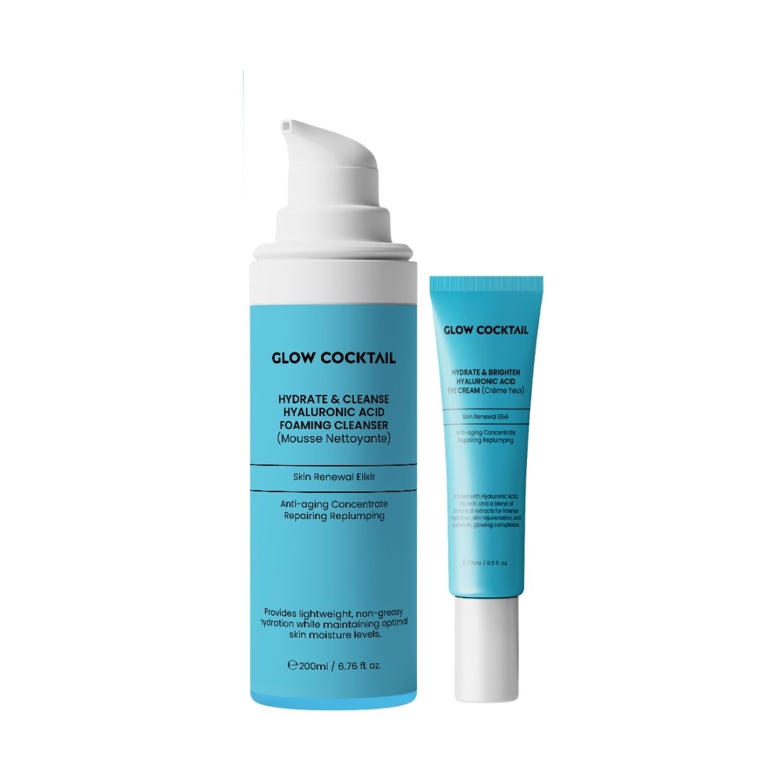GlowCocktail London Hydrate & Cleanse Hyaluronic Acid Foaming Cleanser 200Ml   Hydrate & Brighten Hyaluronic Acid Eye Cream 15Ml