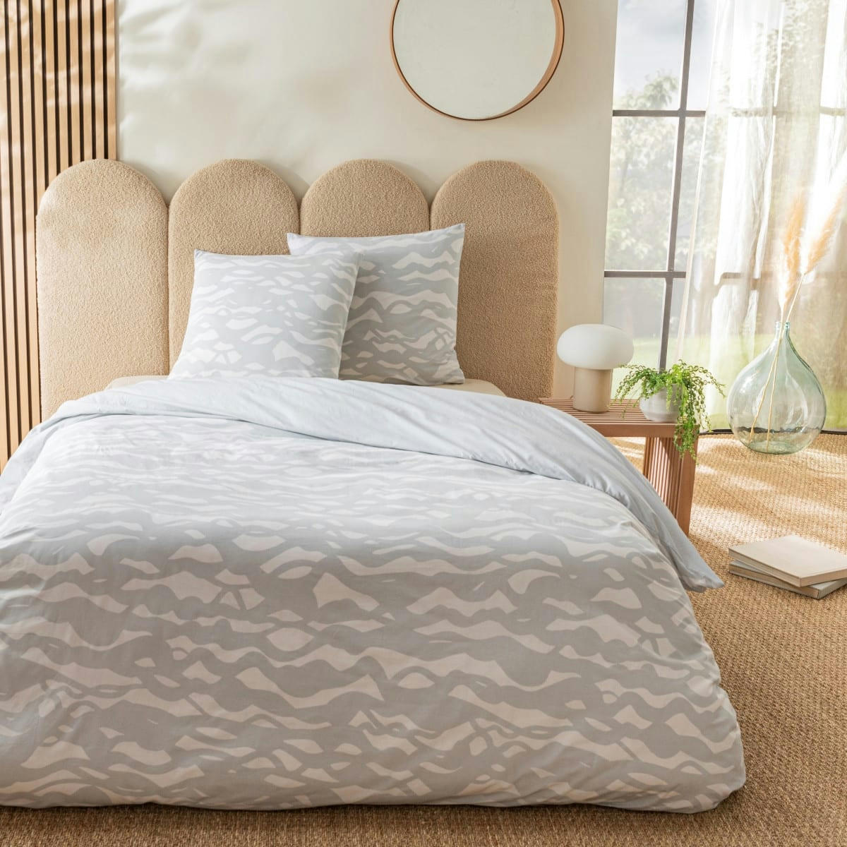 NORDIC - Parure de lit 2 personnes coton  imprimé nuage 240x220cm