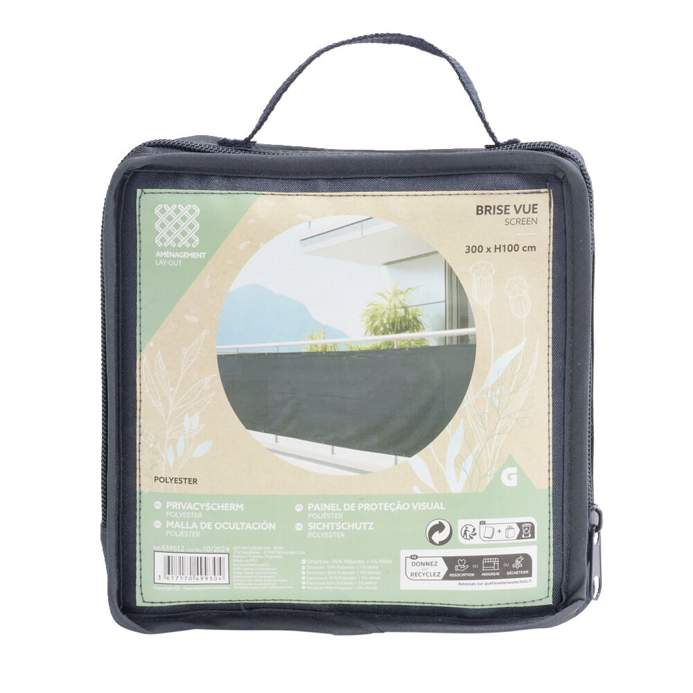 Brise-vue polyester gris L300x100cm