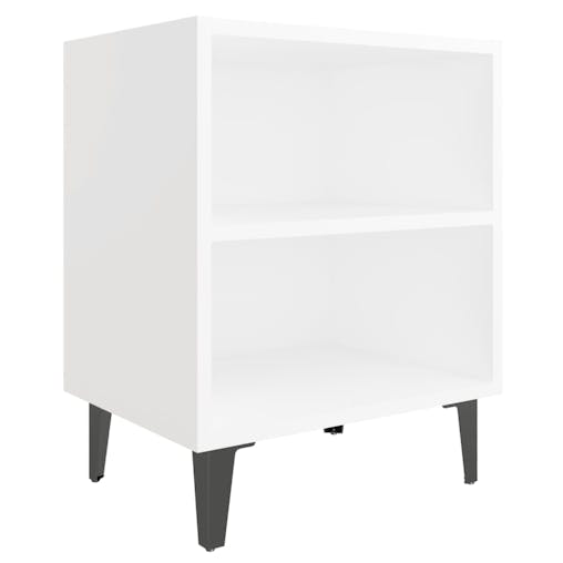 NNEVL Bed Cabinets with Metal Legs 2 pcs White 40x30x50 cm