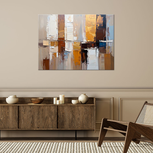 Feeby Obraz nowoczesna, Abstrakcja imitacja farby w kolorach beżu 60x40