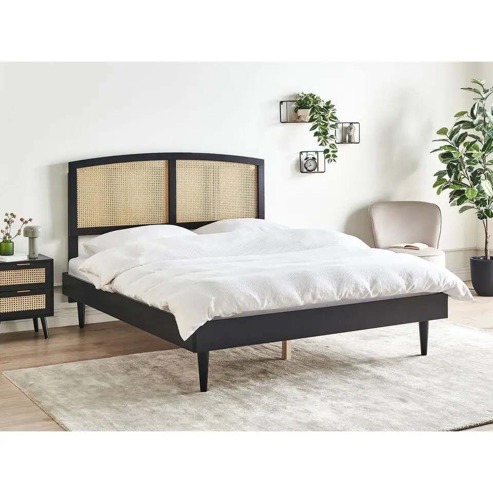 VARZY - Bed - Zwart - 160 x 200 cm - Rubberhout