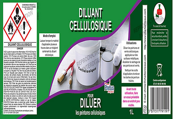 Diluant cellulosique pour peinture et vernis Phebus 1L