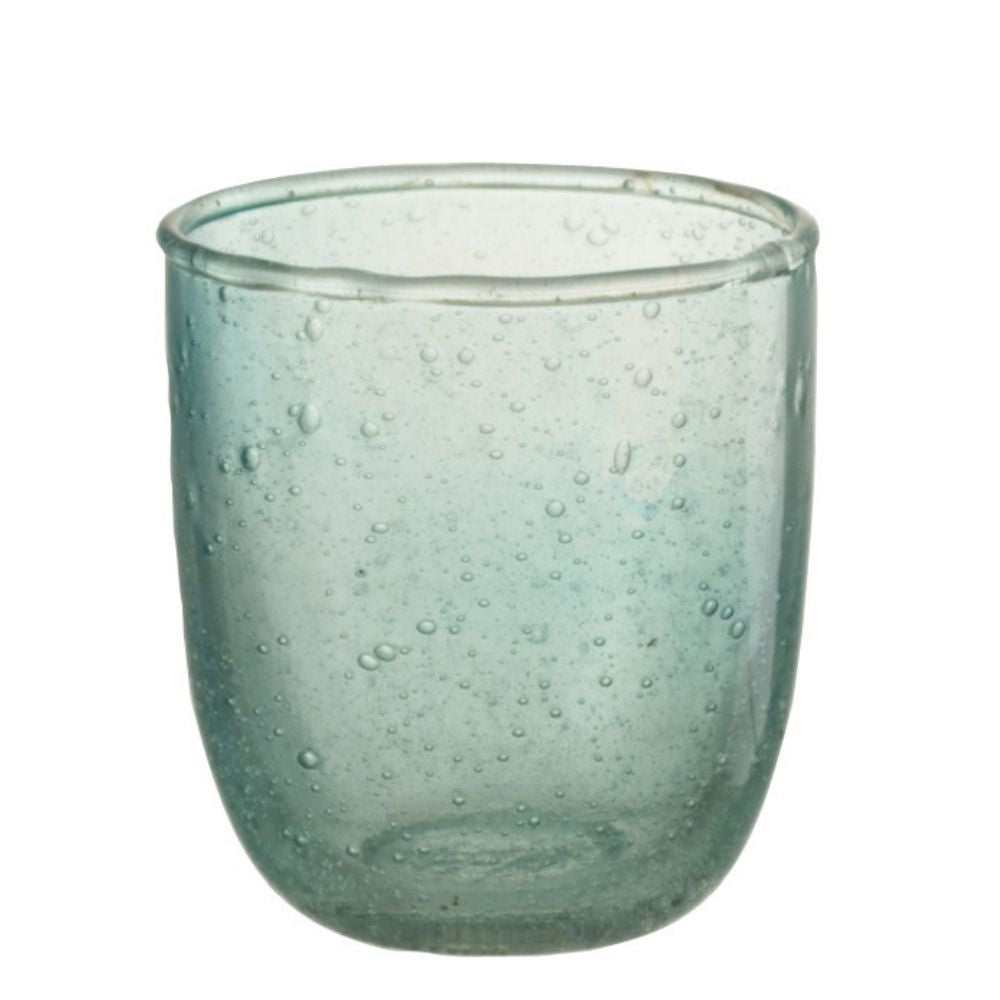 J-Line windlicht Bubbels - glas - aqua - small - 6 stuks