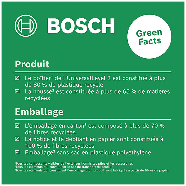 Niveau Laser Bosch UniversalLevel 2 Haute Précision 0,5 mm/m et Portée 12 m avec Trépied