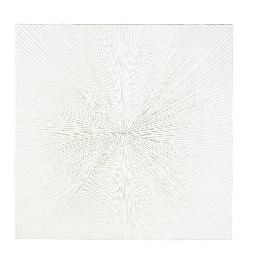 BIANCA - Toile peinte blanche et beige 120x120