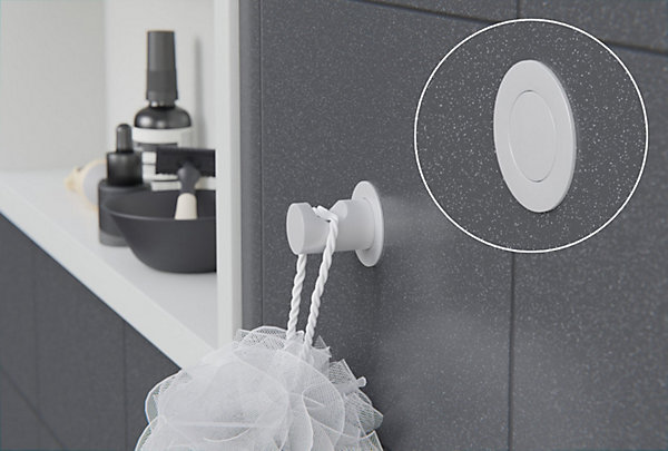 Crochet porte serviettes rétractable en aluminium, Crochet pour douche et salle de bain - InDot - Blanc
