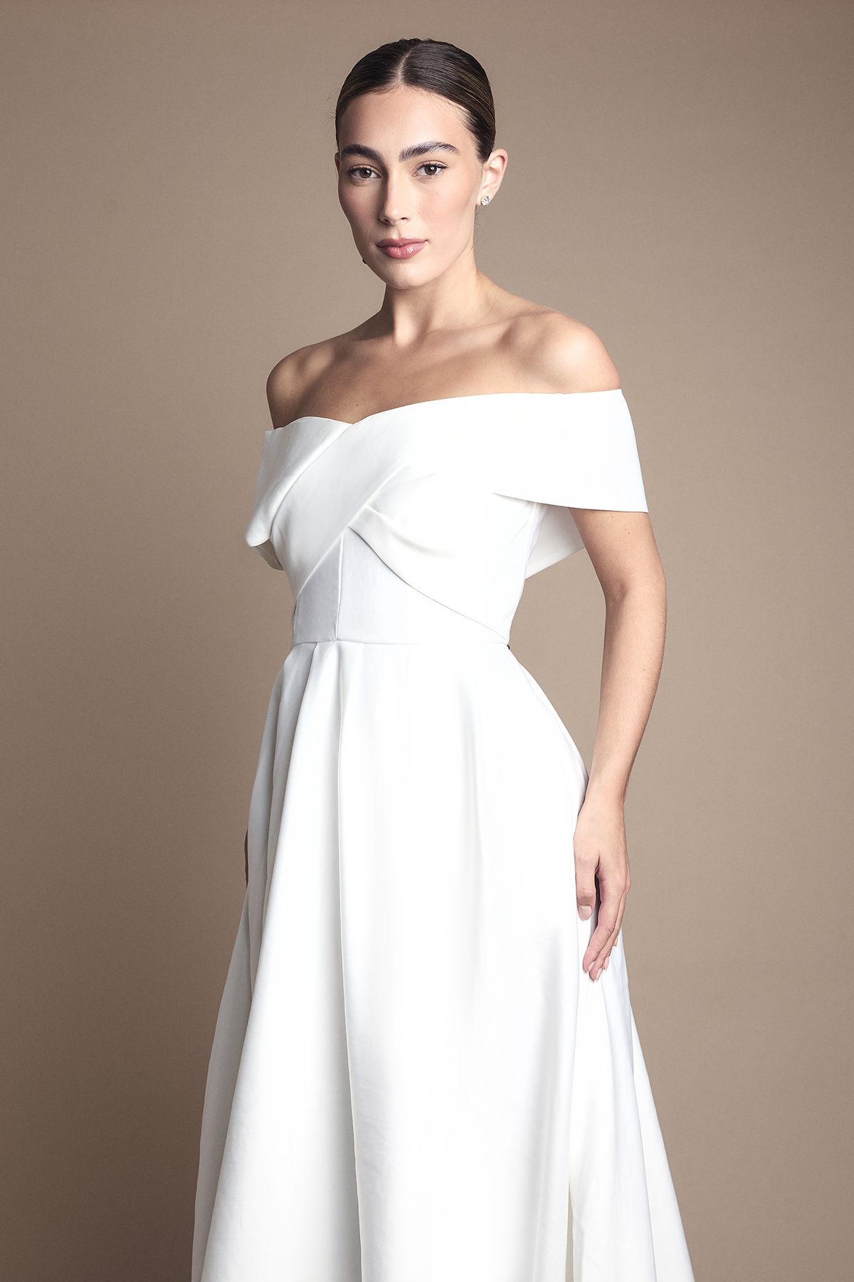 Coast Bardot Origami Satin Full Skirt Wedding Dress