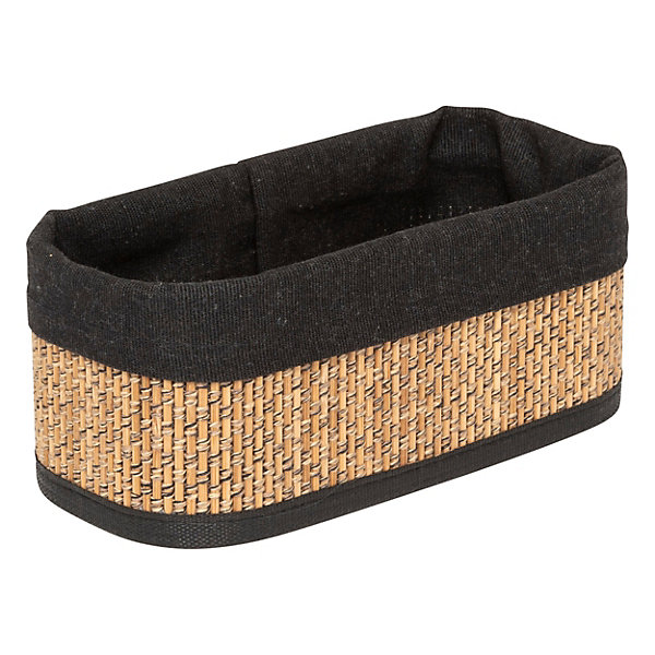 3 paniers de rangement salle de bains bambou et noir, 5Five Simply Smart