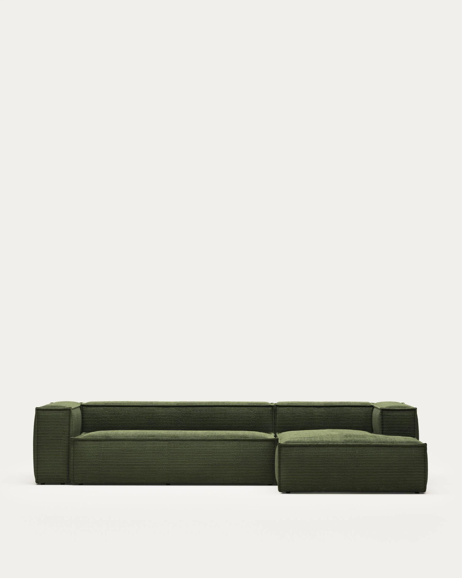 Blok 4-seater right chaise longue sofa in green thick corduroy 330cm FSC Mix Credit
