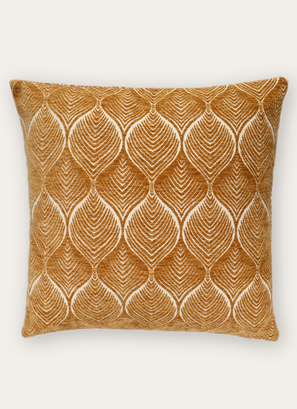 HOUSSE DE COUSSIN EN JACQUARD CHENILLE OCRE