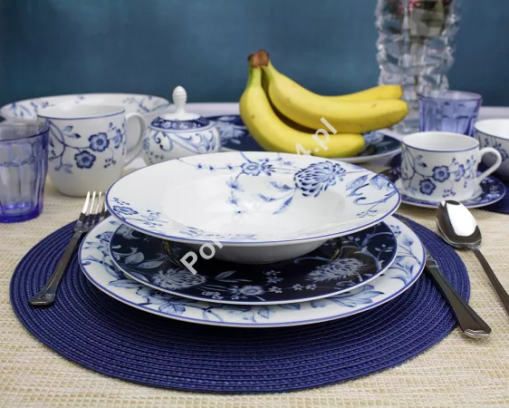 Komplet talerzy na 6 osób (18 el.) Bogucice - Evia Blue 1146