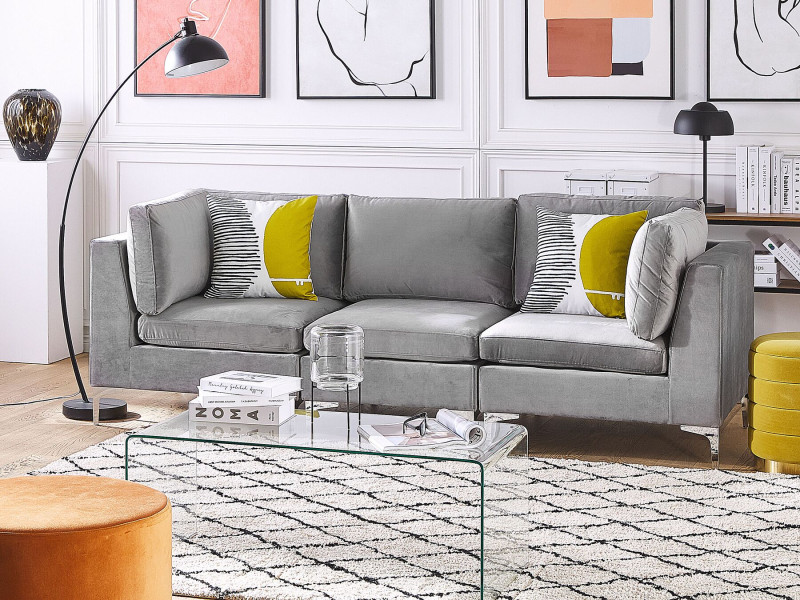 Sofa modułowa kanapa welurowa szara