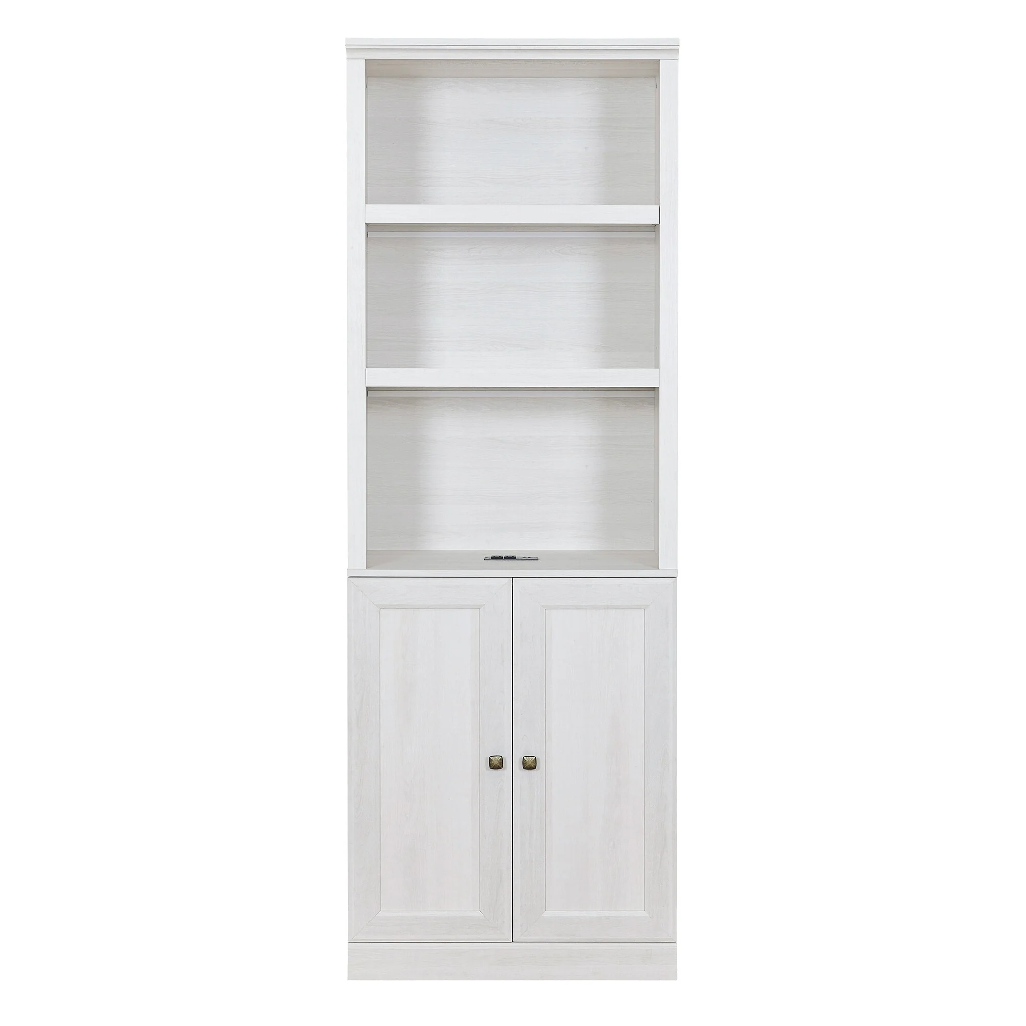 1 Doors Bookshelf with USB Port and 3 Open Shelves Bookcase Side Cabinet Storage Shelves