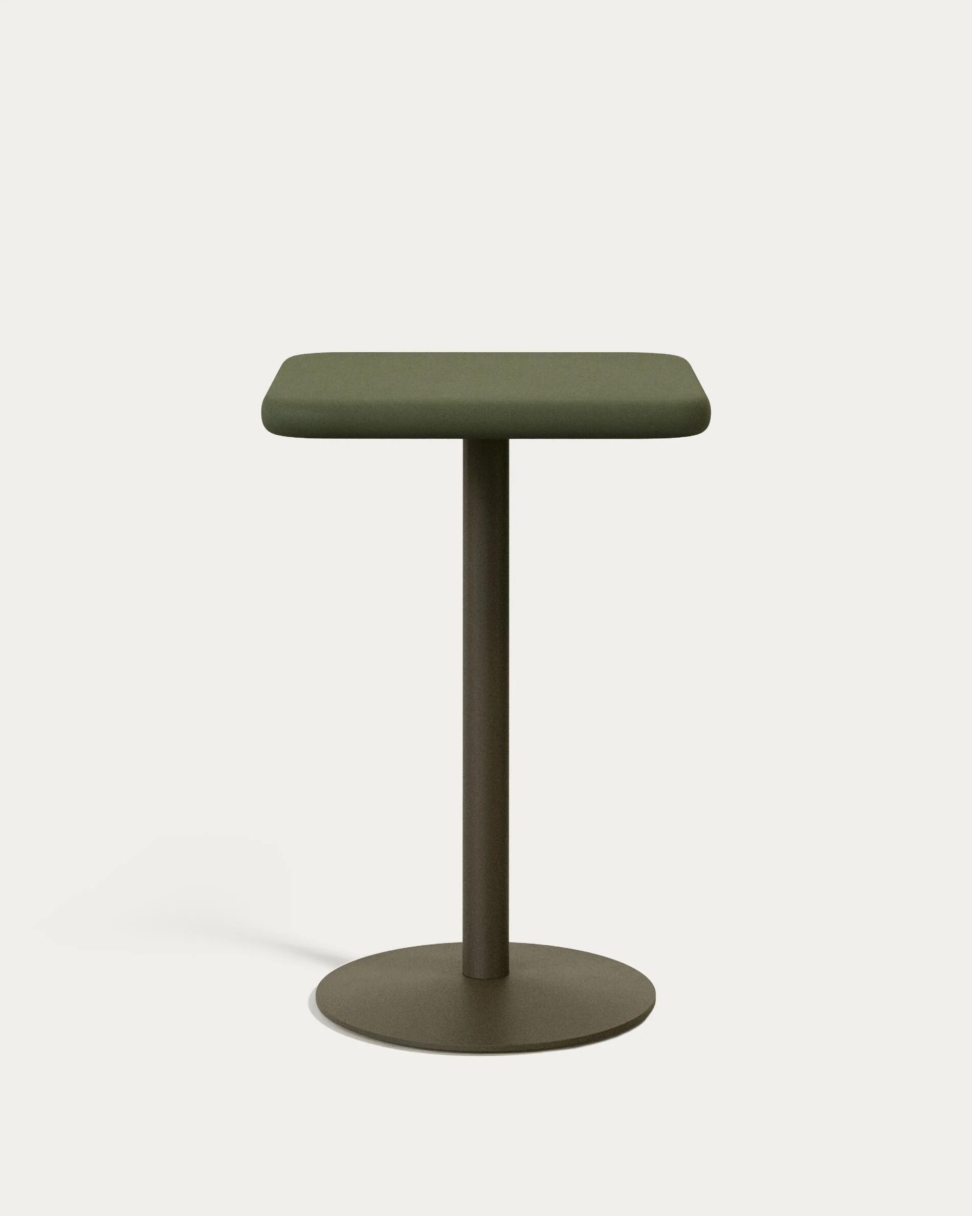 Esilda outdoor tall table with green cement top 70x70cm and green steel base Ø55x96cm